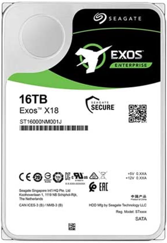 Seagate Exos X18 16TB Internal Hard Drive ST16000NM001J 3.5 Inch HDD SATA 7200RPM