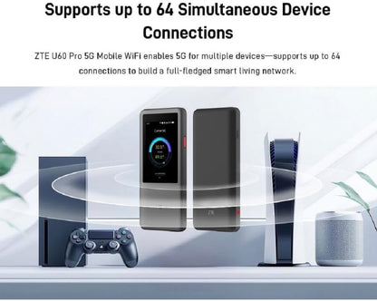 ZTE U60 Mobiler 5G WiFi 7 LTE Hotspot Wingle Touchscreen für bis zu 64 Geräte