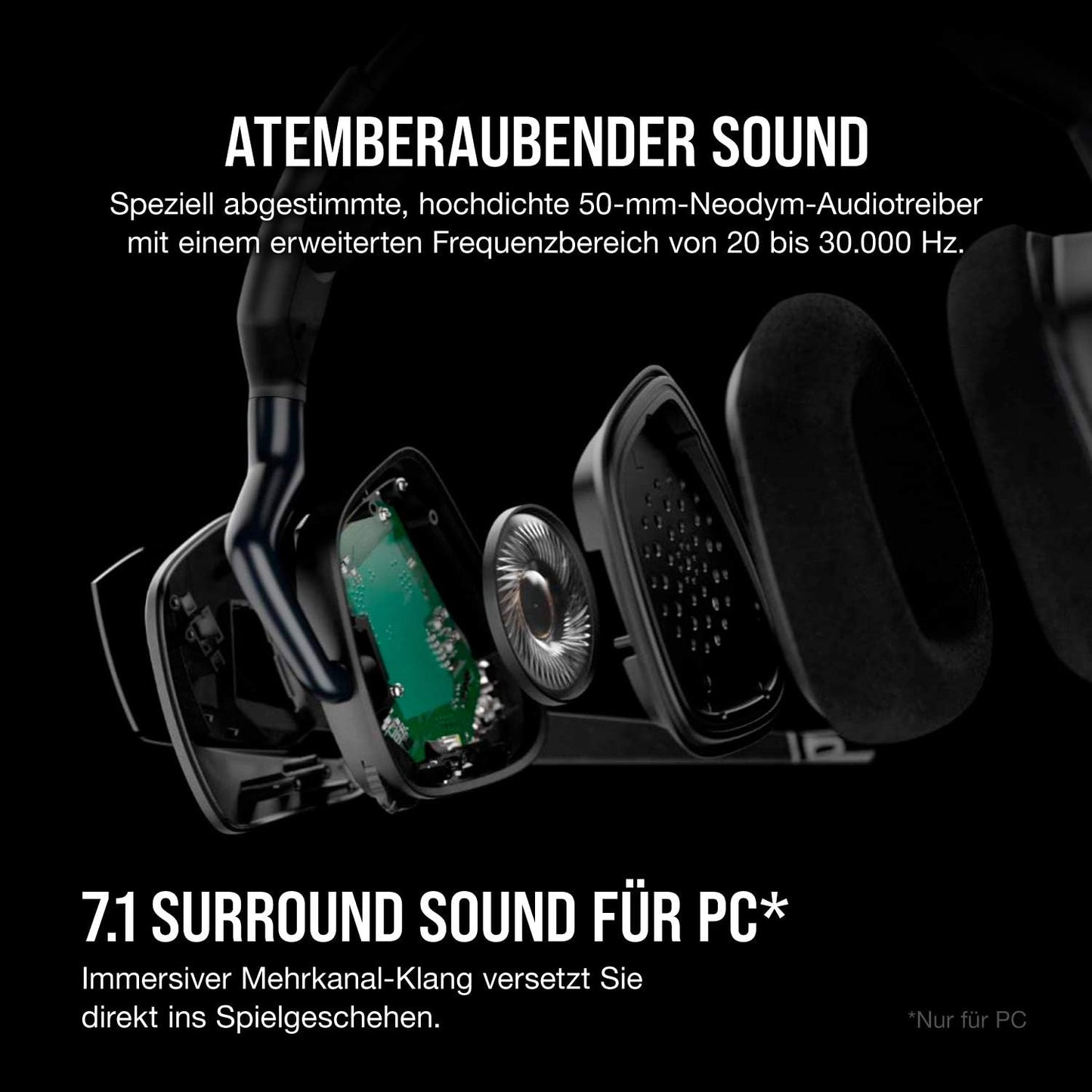 Corsair Void Elite Wireless Gaming Headset 7.1 Surrond Sound Bluetooth - Schwarz