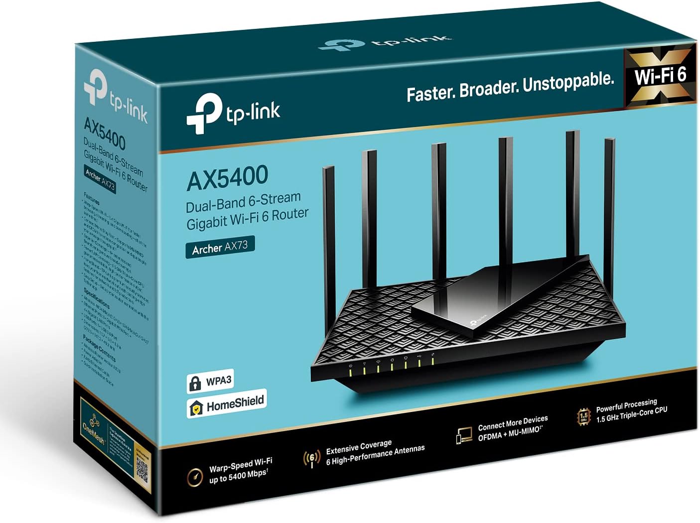 TP-LINK ARCHER AX73 AX5400 WLAN router WiFi 6 (5400 Mbit/s) 4x Gigabit LAN ports