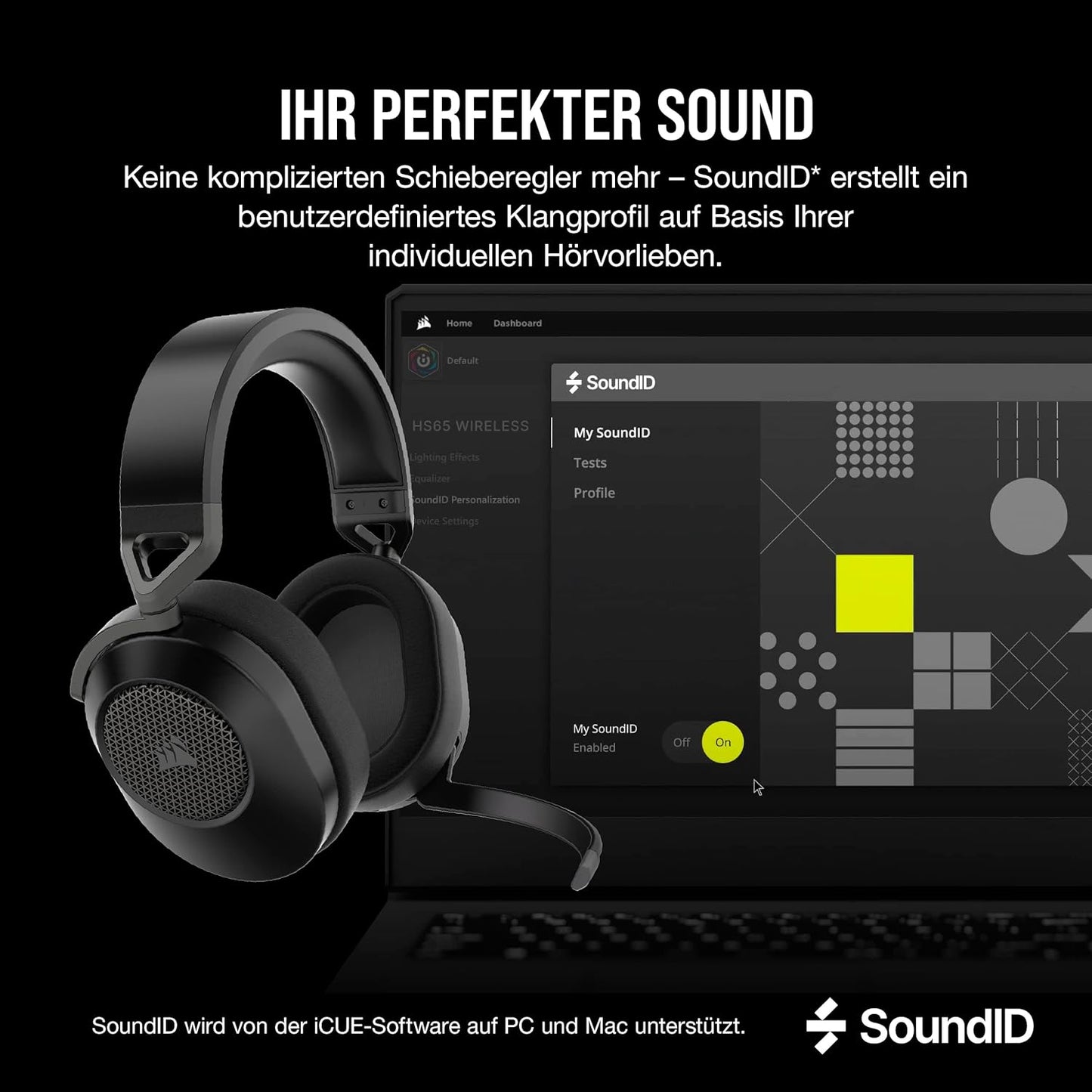 Corsair HS65 Wireless Gaming Headset Bluetooth Dolby 7.1-Surround-Sound - Carbon