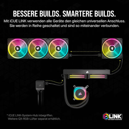 Corsair iCUE Link H100i RGB Flüssig-CPU-Kühler 2x QX120 RGB-Lüfter 240mm AIO