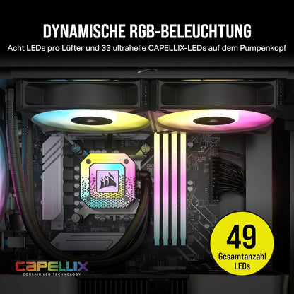 CORSAIR iCUE H100i ELITE RGB Flüssig-CPU-Kühler AF Elite Series 240-mm-Radiator