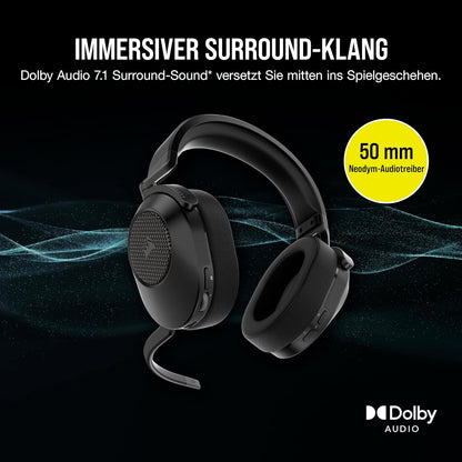 Corsair HS65 Wireless Gaming Headset Bluetooth Dolby 7.1-Surround-Sound - Carbon