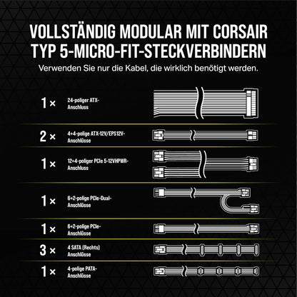 Corsair RMx Series RM750x Shift Vollmodulares ATX-Netzteil 750 Watt 80 PLUS Gold