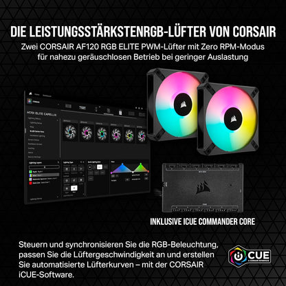 CORSAIR iCUE H100i ELITE RGB Flüssig-CPU-Kühler AF Elite Series 240-mm-Radiator