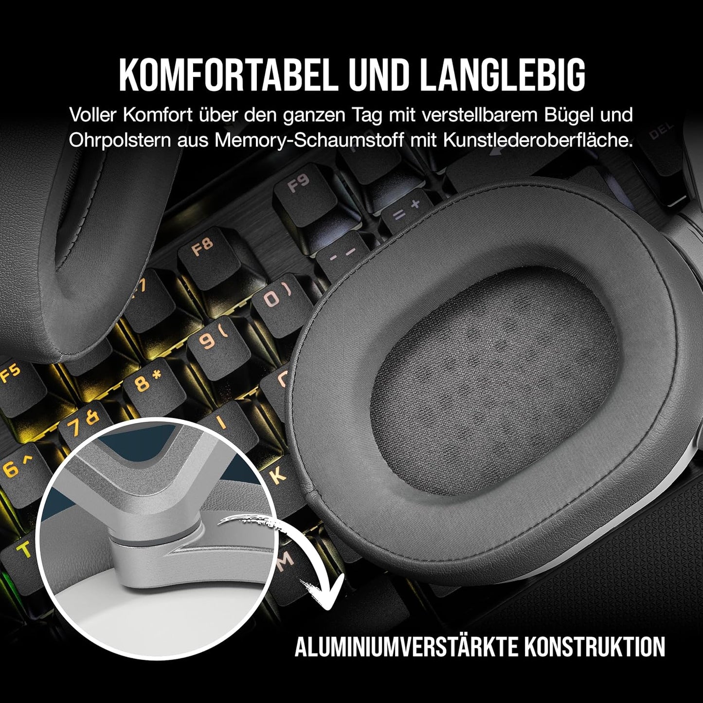 Corsair HS65 Wireless Gaming Headset Bluetooth Dolby 7.1-Surround-Sound - White