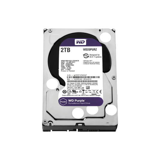 Western Digital Purple 2TB Interne Festplatte WD20PURZ 3,5 Zoll HDD SATA3 64MB