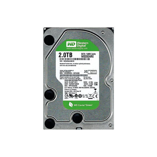 Western Digital WD Green 2TB Internal Hard Drive WD20EARX 3.5 inch HDD SATA3 64MB