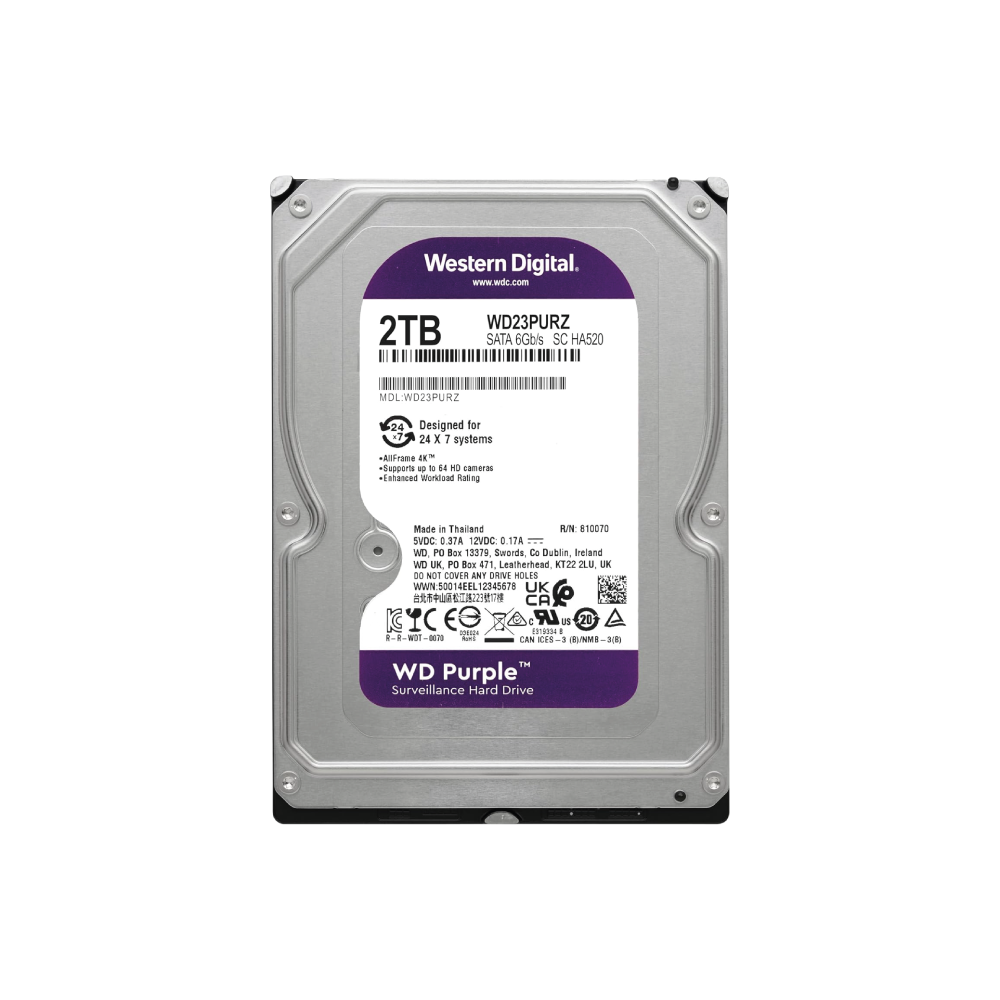 Western Digital WD Purple 2TB Internal Hard Drive WD23PURZ 3.5 inch HDD SATA3