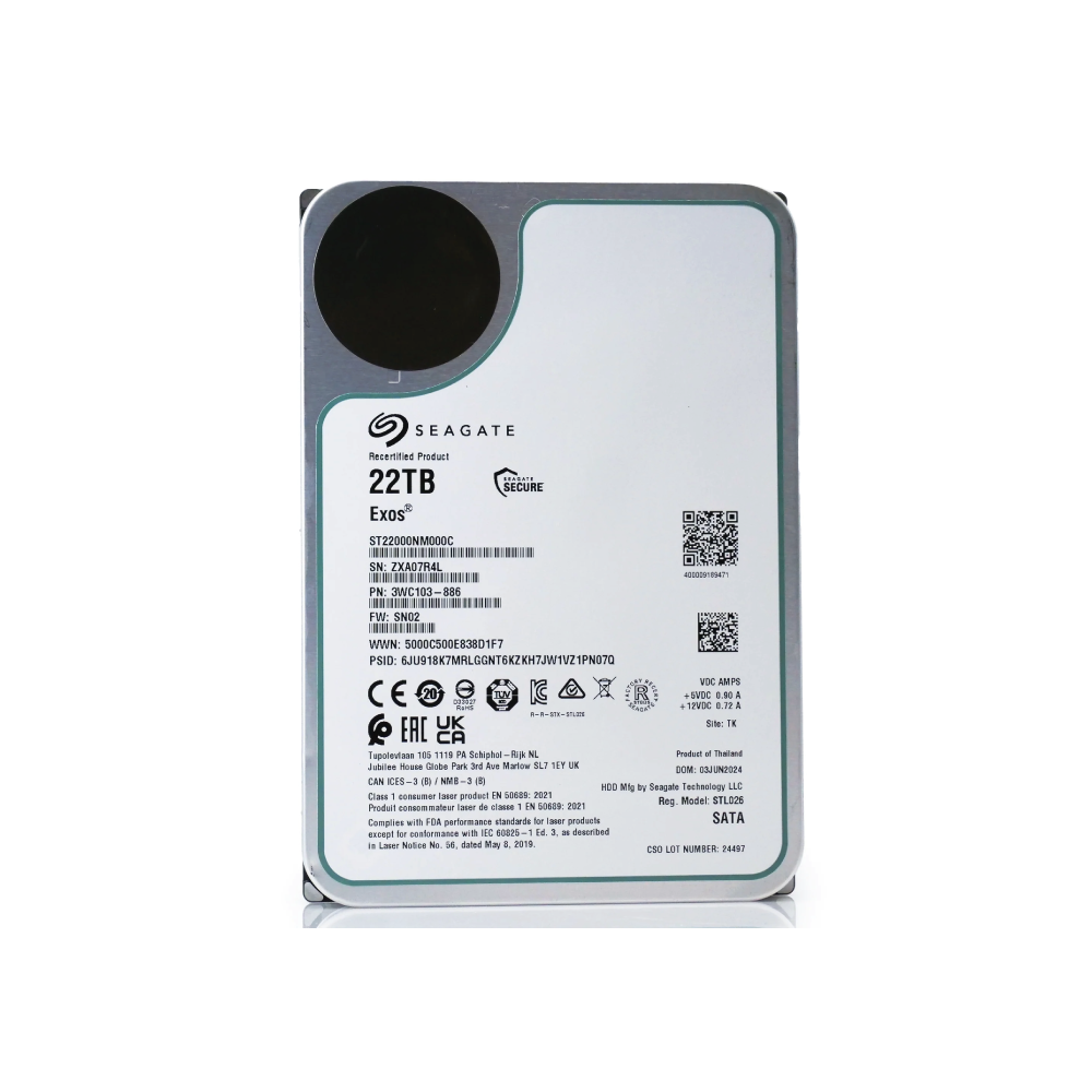 Seagate Exos X22 22TB Internal Server Hard Drive ST22000NM000C 3.5 inch HDD SATA3