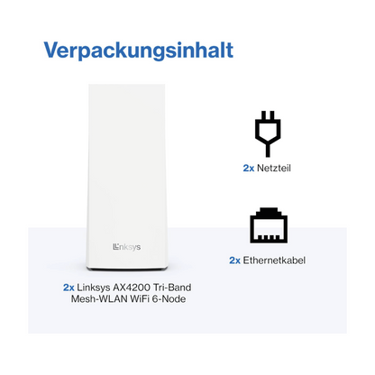 Linksys Velop MX8400 Router WLAN Mesh WiFi (AX4200) WiFi 6 System Pack of 2
