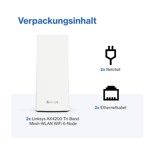 Linksys Velop MX8400 Router WLAN Mesh-WiFi (AX4200) WiFi 6 System 2er Pack