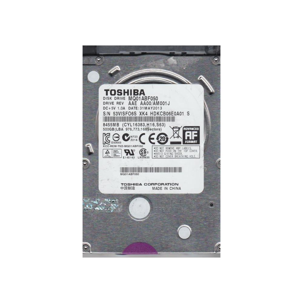 Toshiba 500GB Internal Hard Drive MQ01ABF050 2.5 inch HDD SATA 6Gb/s 5400rpm