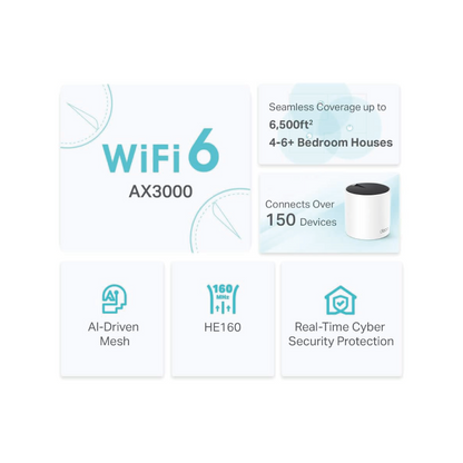 TP-LINK Deco X55 Router Pack of 3 Home Mesh WiFi System AX3000 WLAN 6 - white