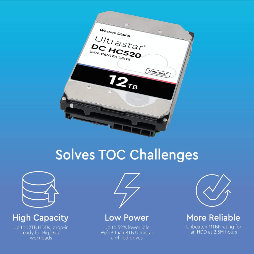 WD HGST Ultrastar DC HC520 12TB Interne Festplatte HUH721212ALN600 3,5 Zoll HDD
