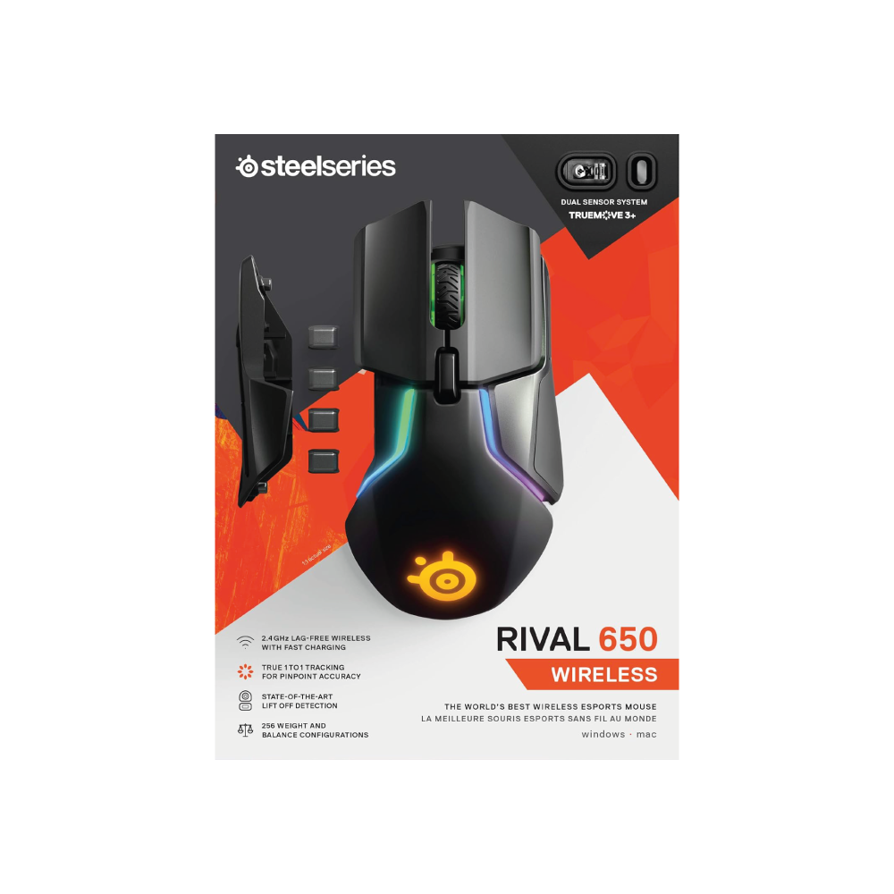 SteelSeries Rival 650 Quantum Wireless Gaming Mouse USB 2.4 GHz TrueMove Sensor