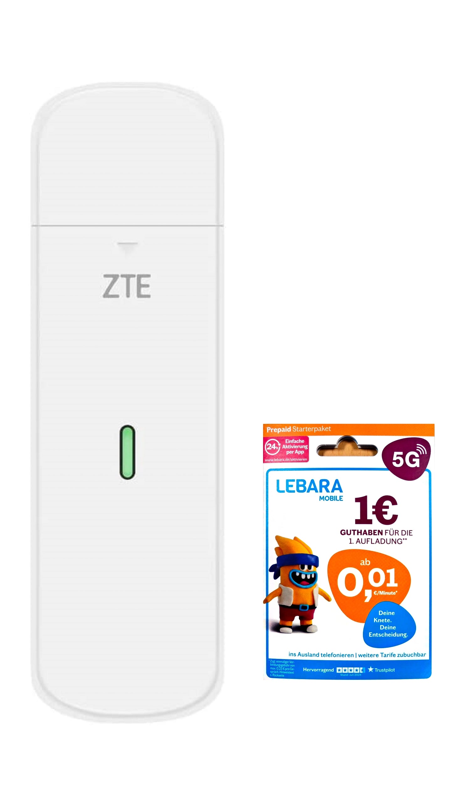 ZTE MF833U1 Surfstick LTE CAT4/4G USB dongle 150 Mbit/s incl. Lebara SIM card