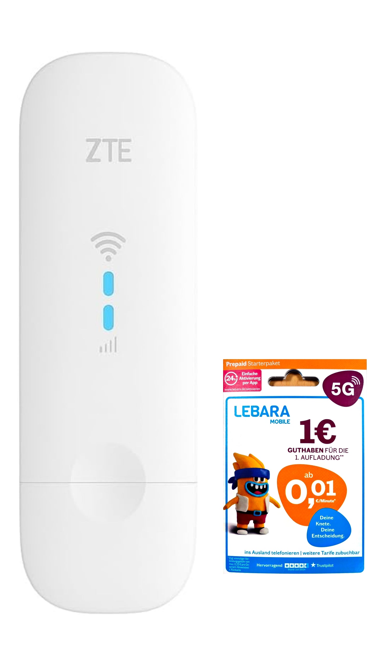 ZTE MF79U Surfstick CAT4 4G LTE WLAN-USB-Modem 150 Mbit/s inkl. Lebara SIM Karte