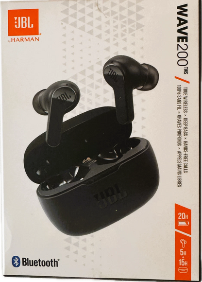 JBL Wave 200 TWS True Wireless In-Ear Bluetooth Headphones with Microphone - Black
