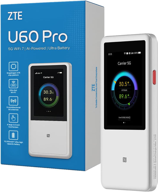 ZTE U60 Pro Mobiler 5G Router (MU5250) WiFi 7 Wingle WLAN Hotspot - weiss